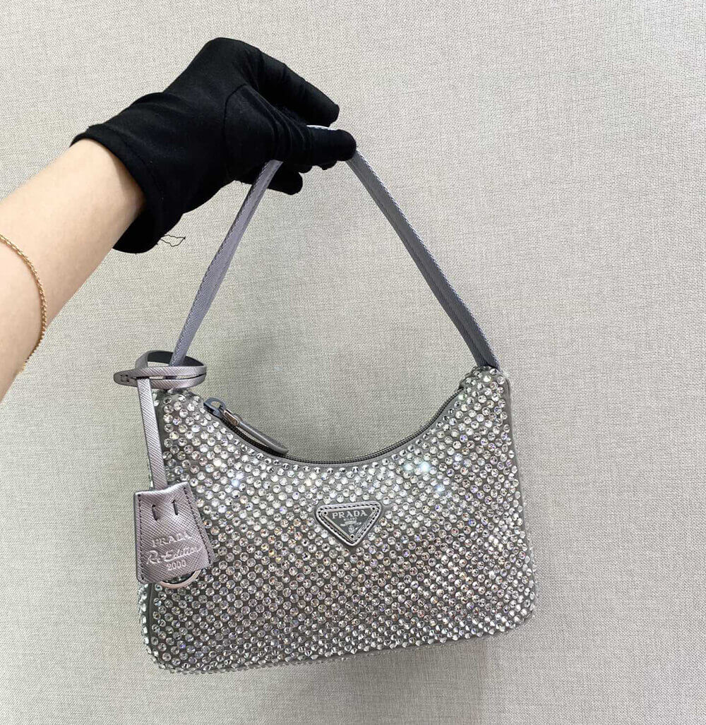 Prada Satin Mini-Bag With Artificial Crystals 1NE515