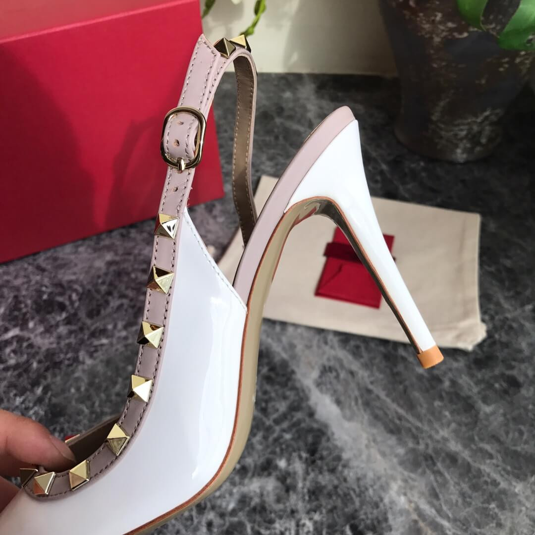 Valentino Garavani Rockstud Patent Leather Slingback Pump 95mm Uw2s0h15