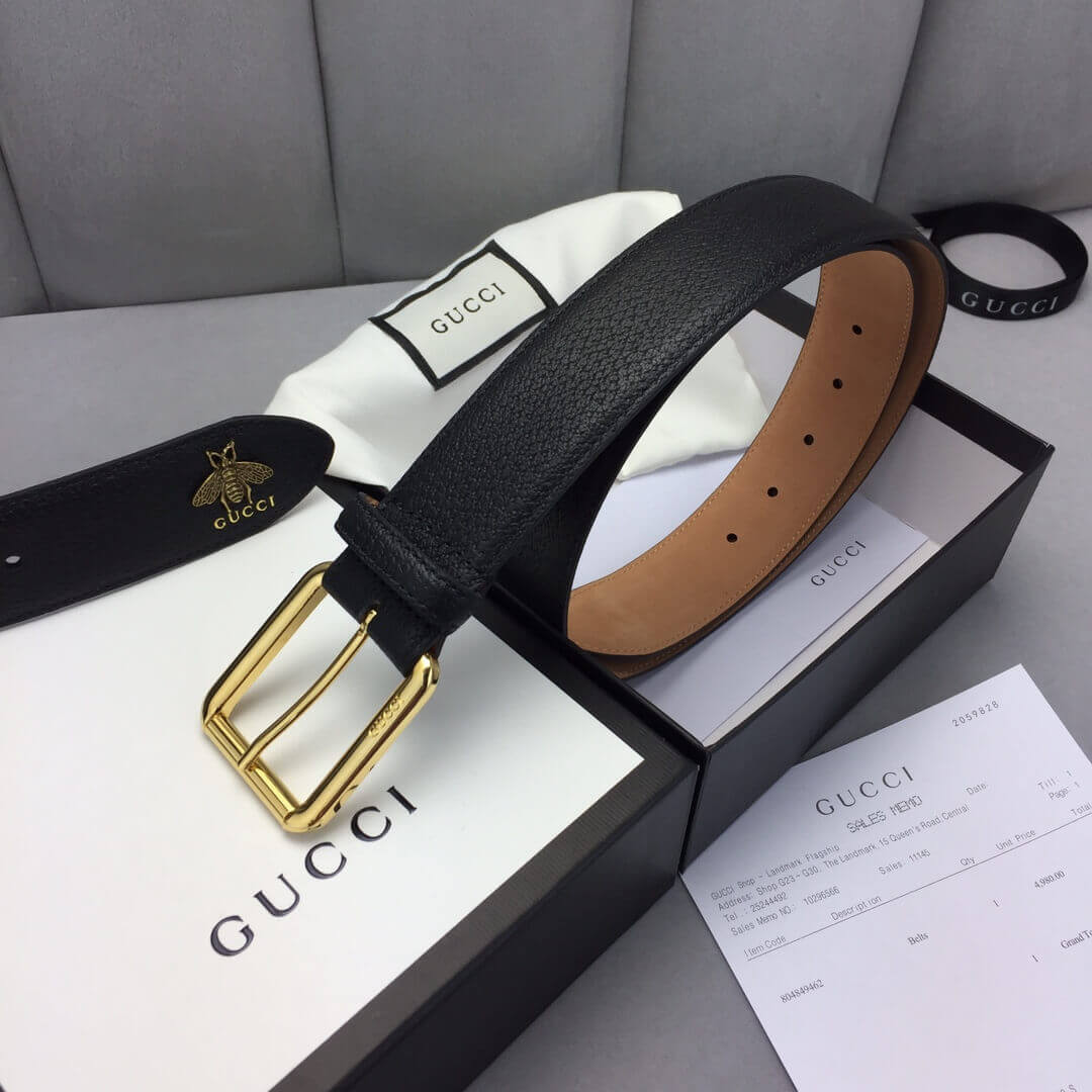Gucci Leather Belt With Bee 40mm 523307