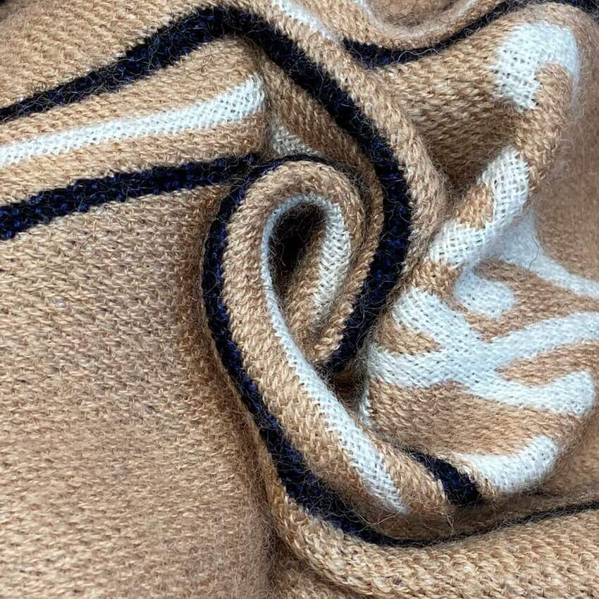 Fendi Wool Scarf In Beige/Blue FXT085