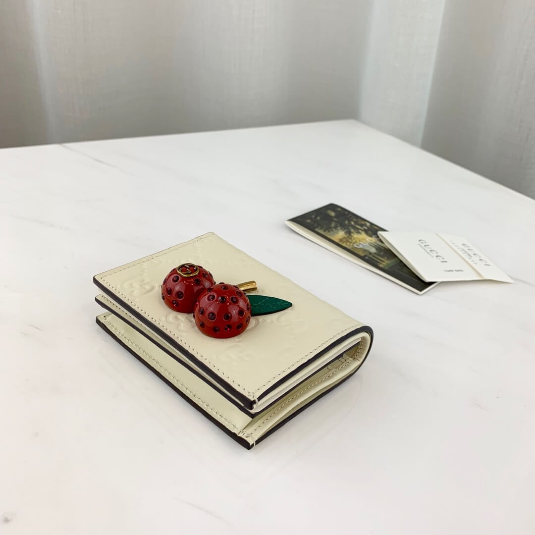 Gucci Signature Card Case Wallet With Cherries 476050
