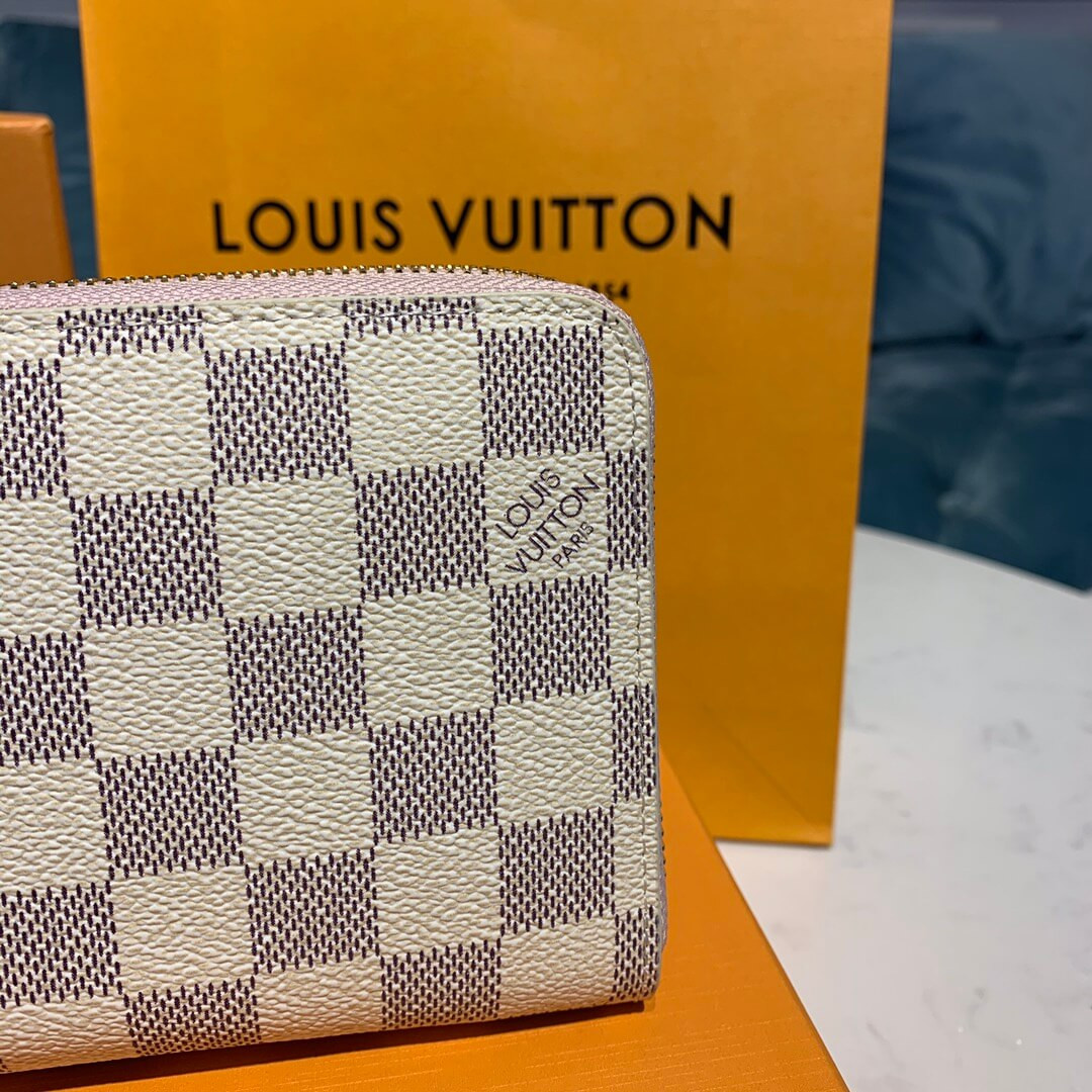 Louis Vuitton Damier Azur Canvas Zippy Wallet N63503 Pink