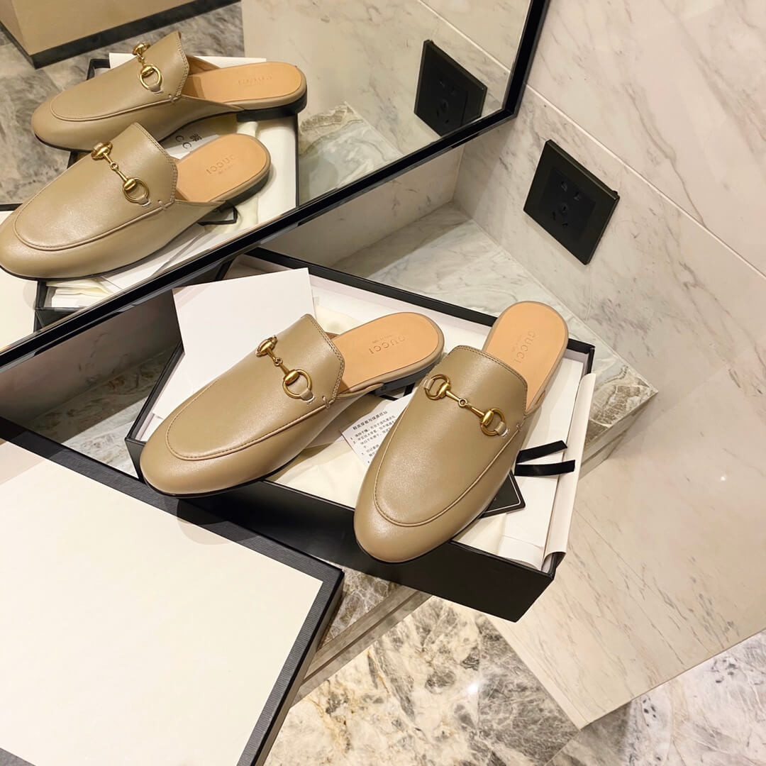 Gucci Princetown Leather Slipper 423513 Light Brown
