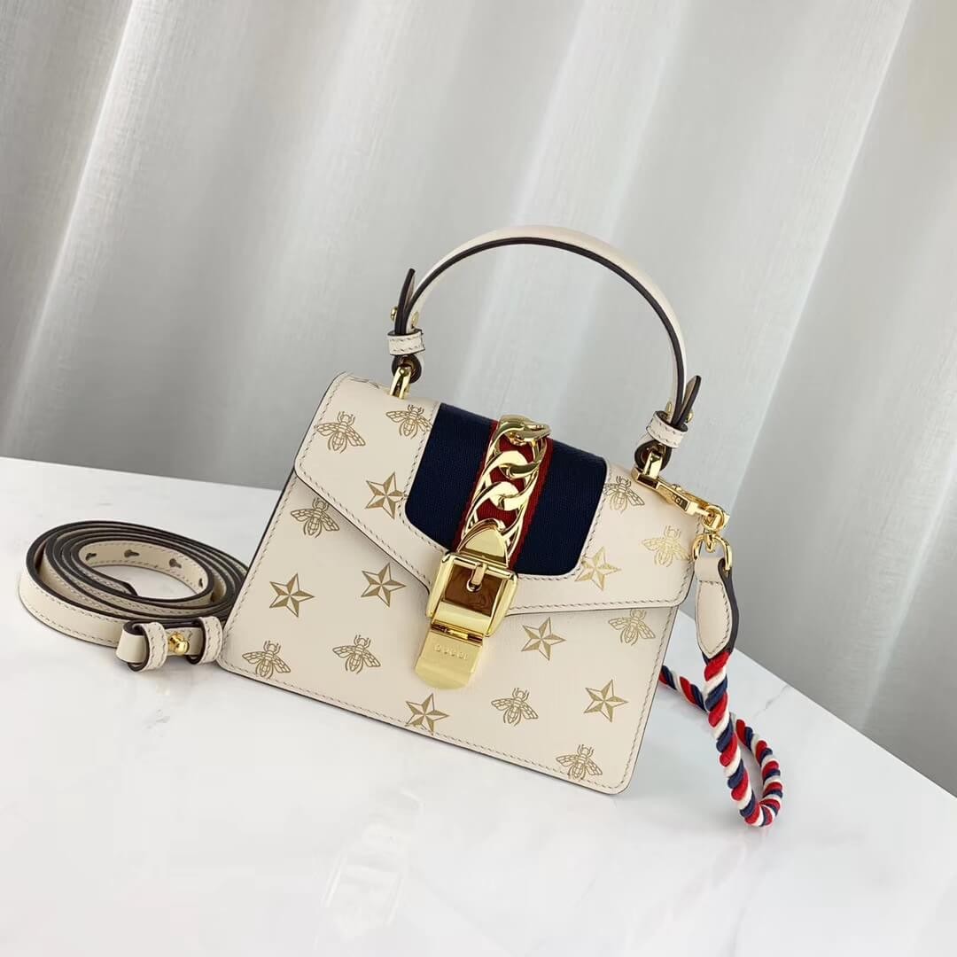 Gucci Sylvie Bee Star Mini Leather Bag 470270