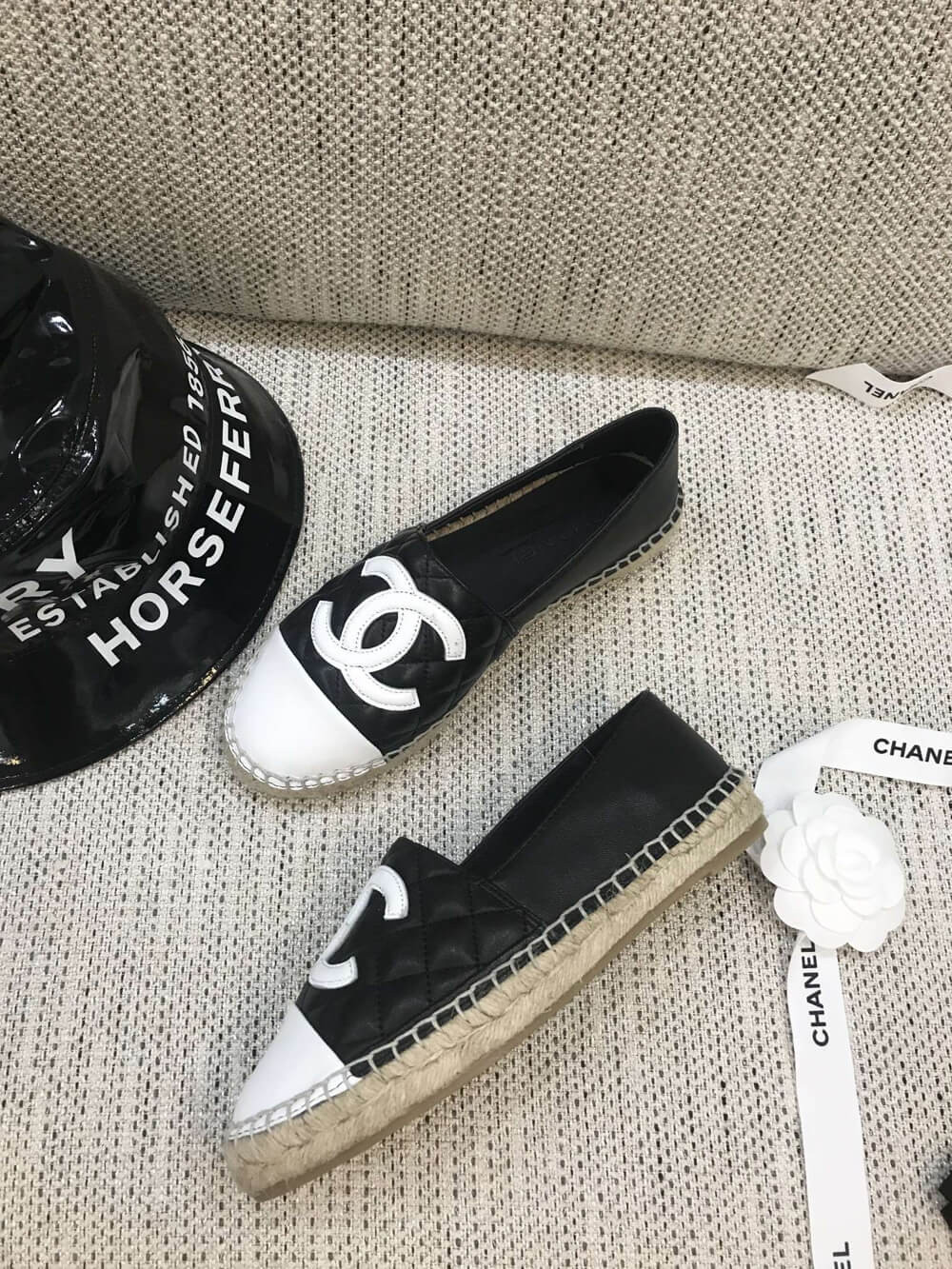 Chanel CC Quilted Espadrilles G29762 Black/8White
