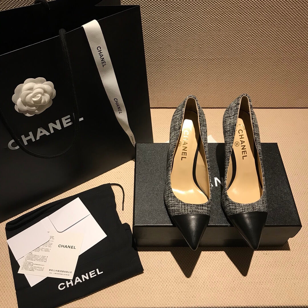 Chanel Tweed Pearl Heel Pumps G178144