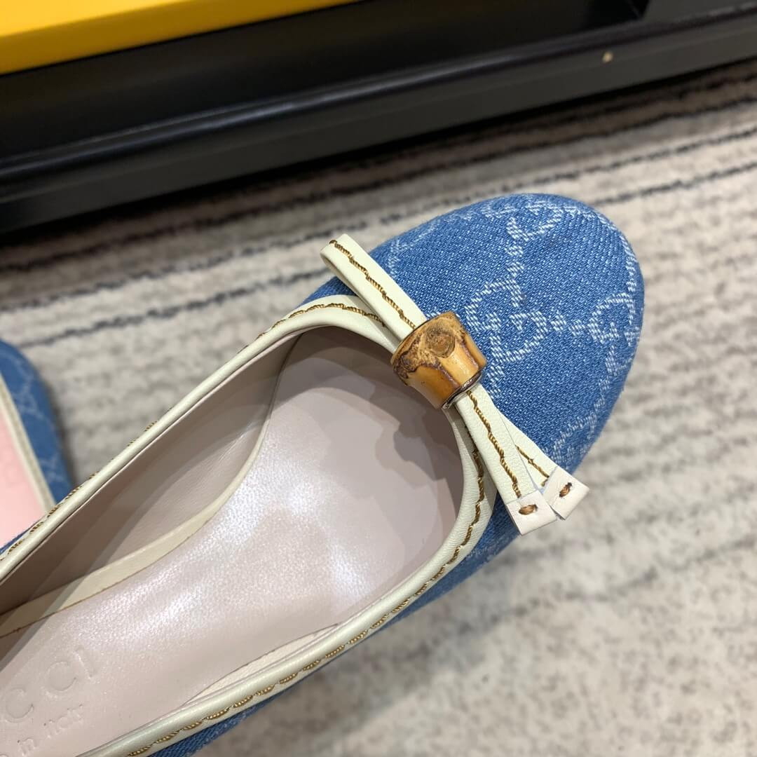 Gucci Canvas Ballerinas 423167 Light Blue