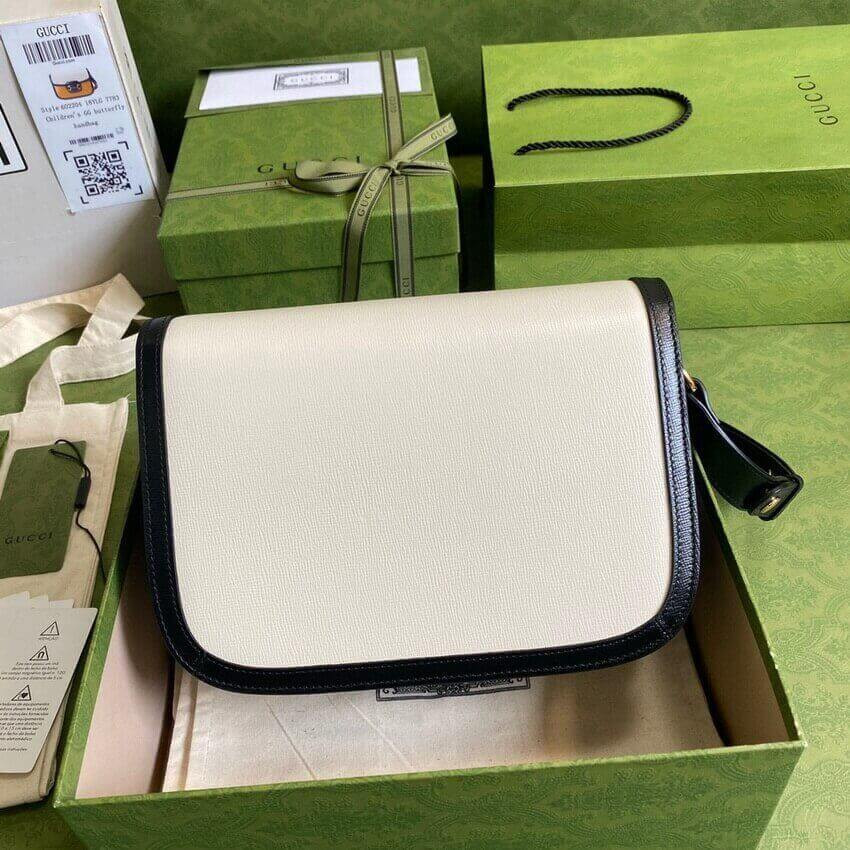 Gucci Horsebit 1955 Small Bag 602204 in White/Sand Leather