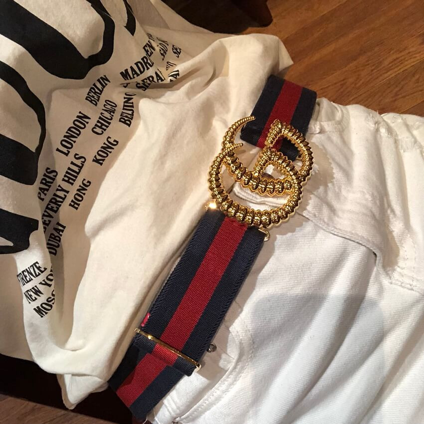 Gucci Web Elastic Belt With Torchon Double G Buckle 524101