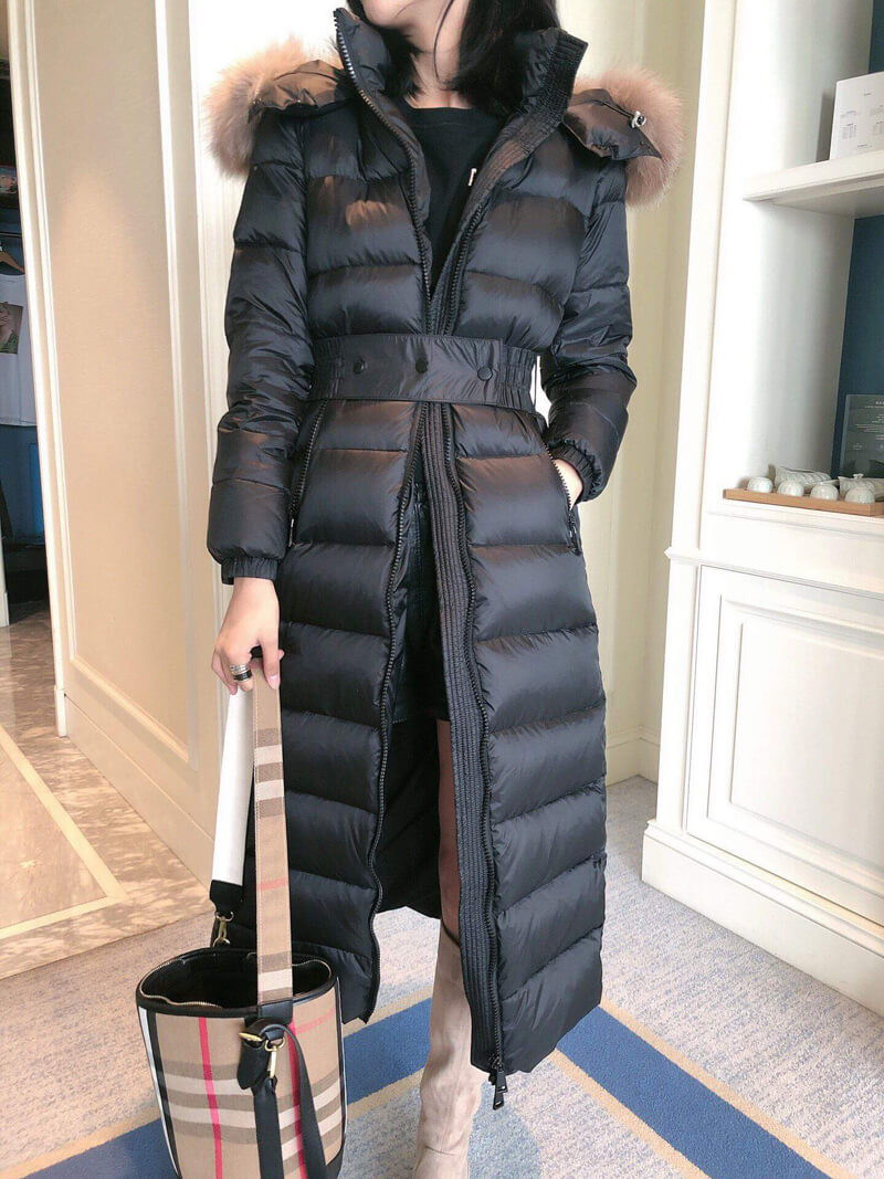 Moncler Hudson Long Puffer Coat w/ Fur Hood F209