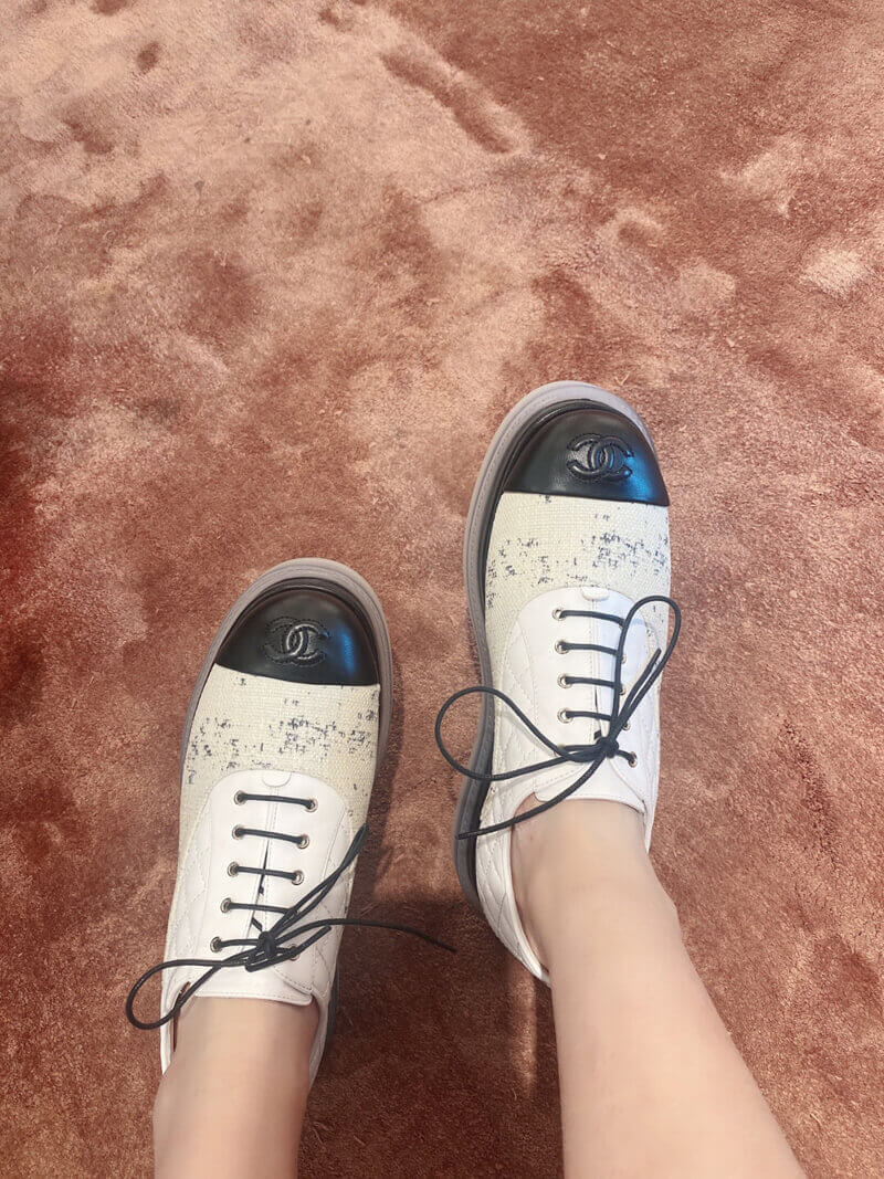 Chanel Calfskin Lace-Ups G37238 White