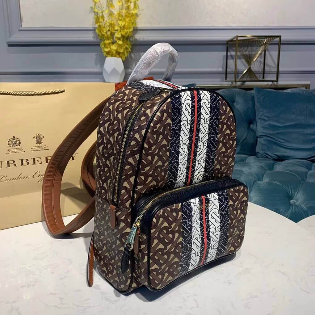 Burberry Monogram Stripe Print E-canvas Backpack 80193461