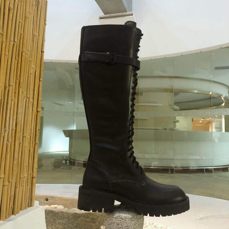 Ann Demeulemeester Calfskin Tall Lace-Up Boots A141