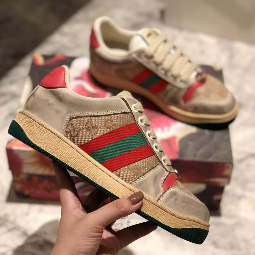 Gucci Screener Leather Sneaker 570443 Red