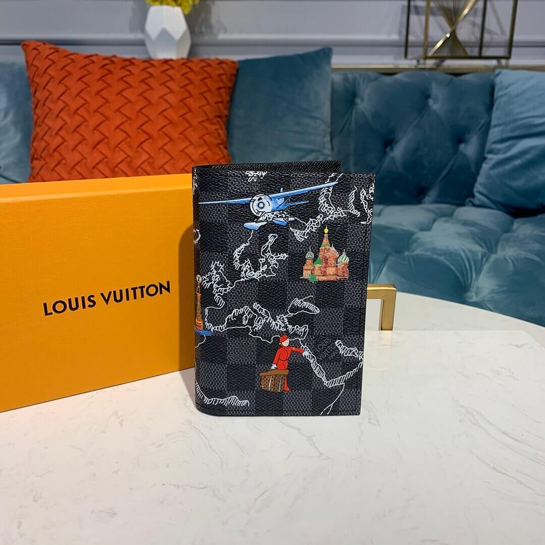 Louis Vuitton World-Map Print Passport Cover N40203