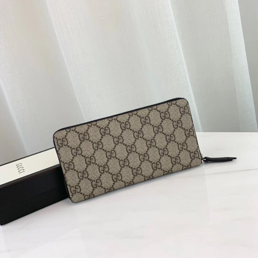 Gucci Kingsnake Print GG Supreme Zip Around Wallet 451273