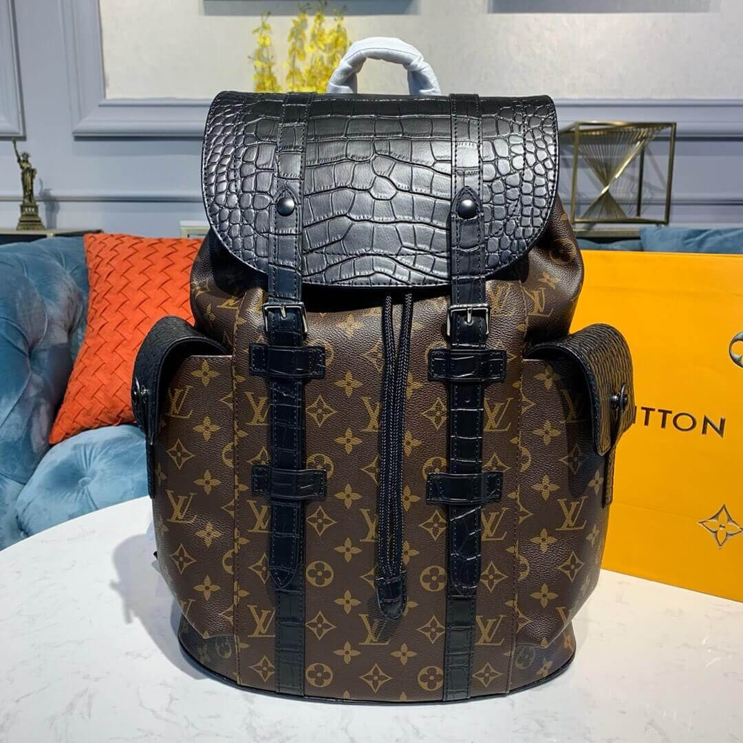 Louis Vuitton Monogram and Crocodile Mat Christopher PM Backpack M43735