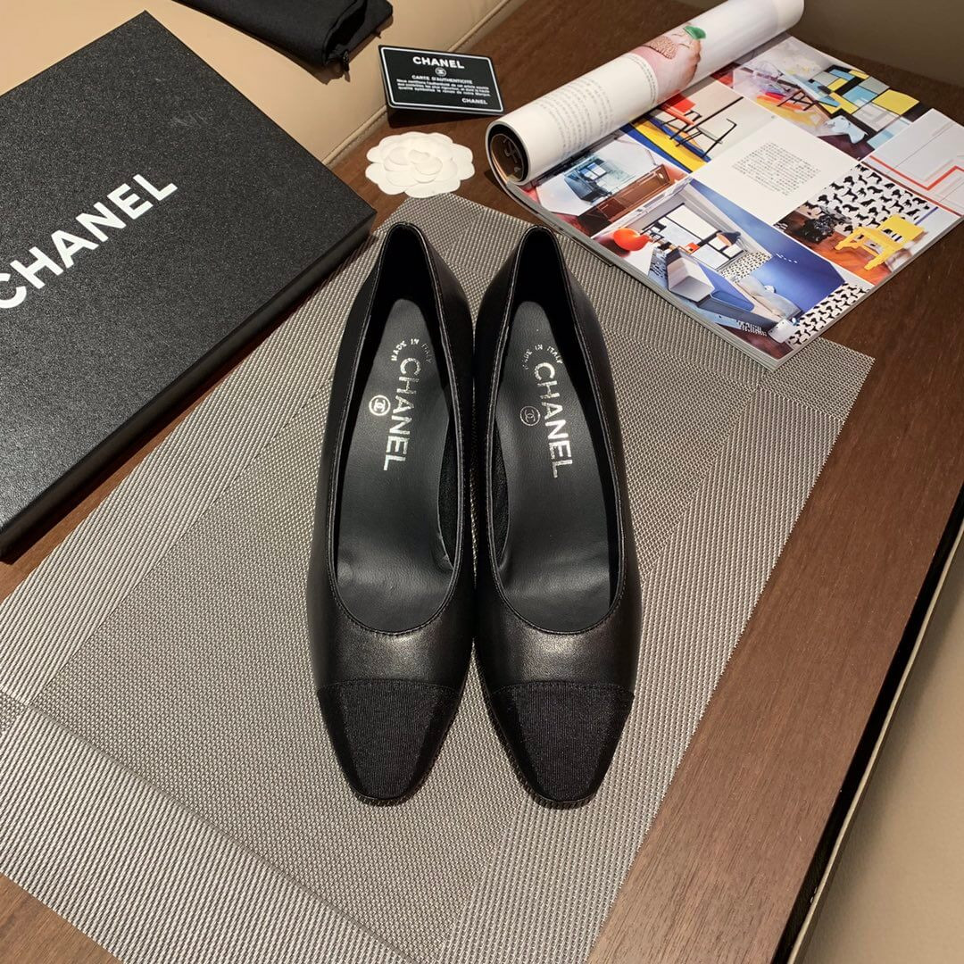 Chanel Two Tone Suede Satin Cap Toe Pumps G35802