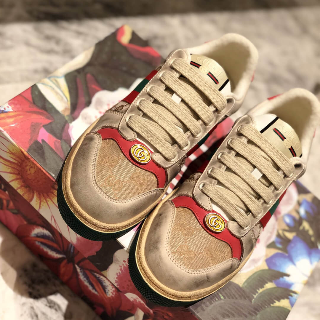 Gucci Screener Leather Sneaker 570443 Red