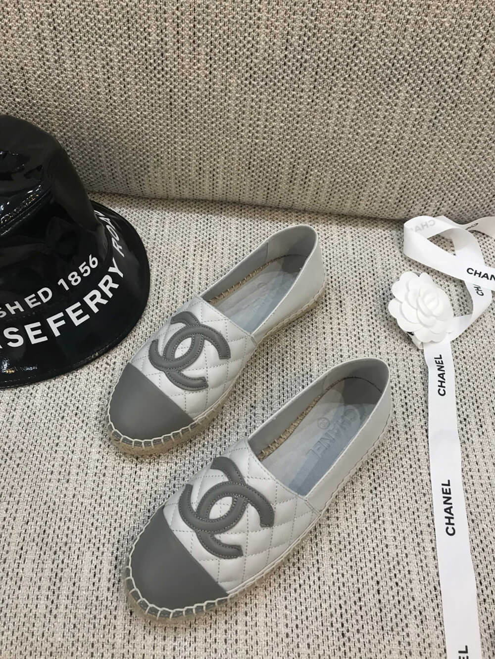 Chanel CC Quilted Espadrilles G29762 White/Grey