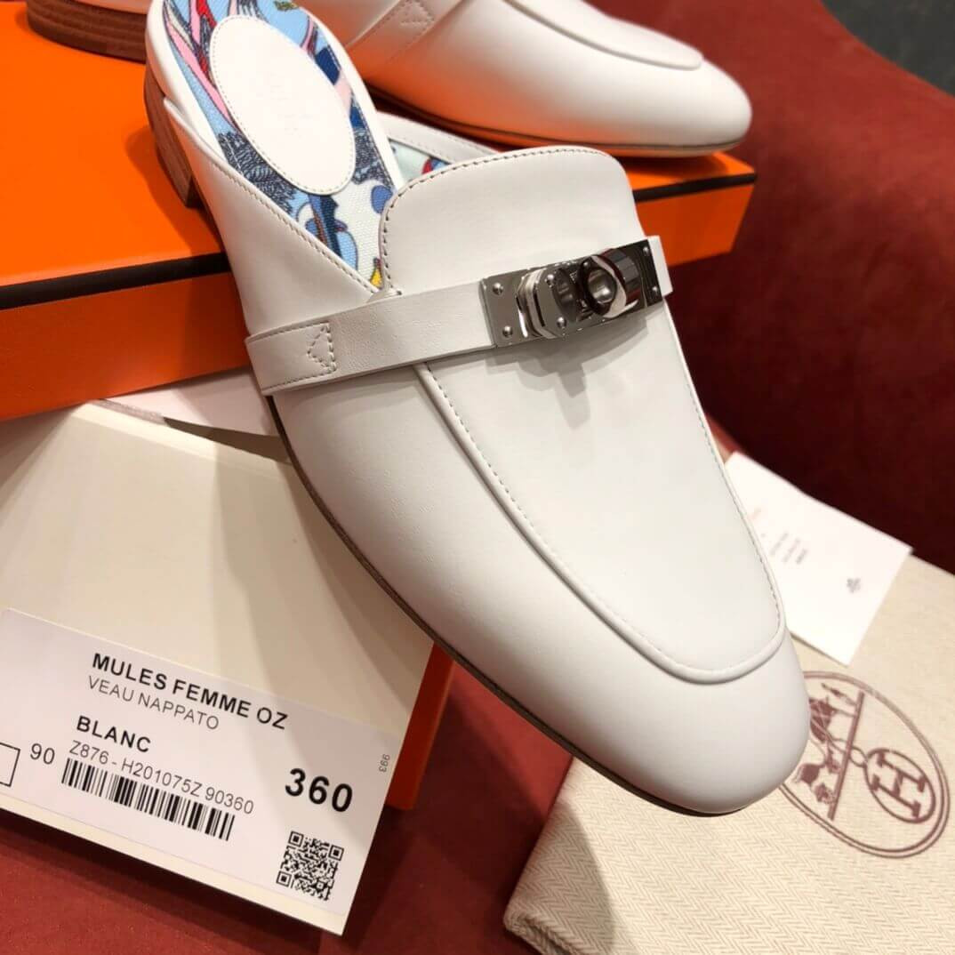 Hermes Oz Mule Palladium Kelly Buckle H191086