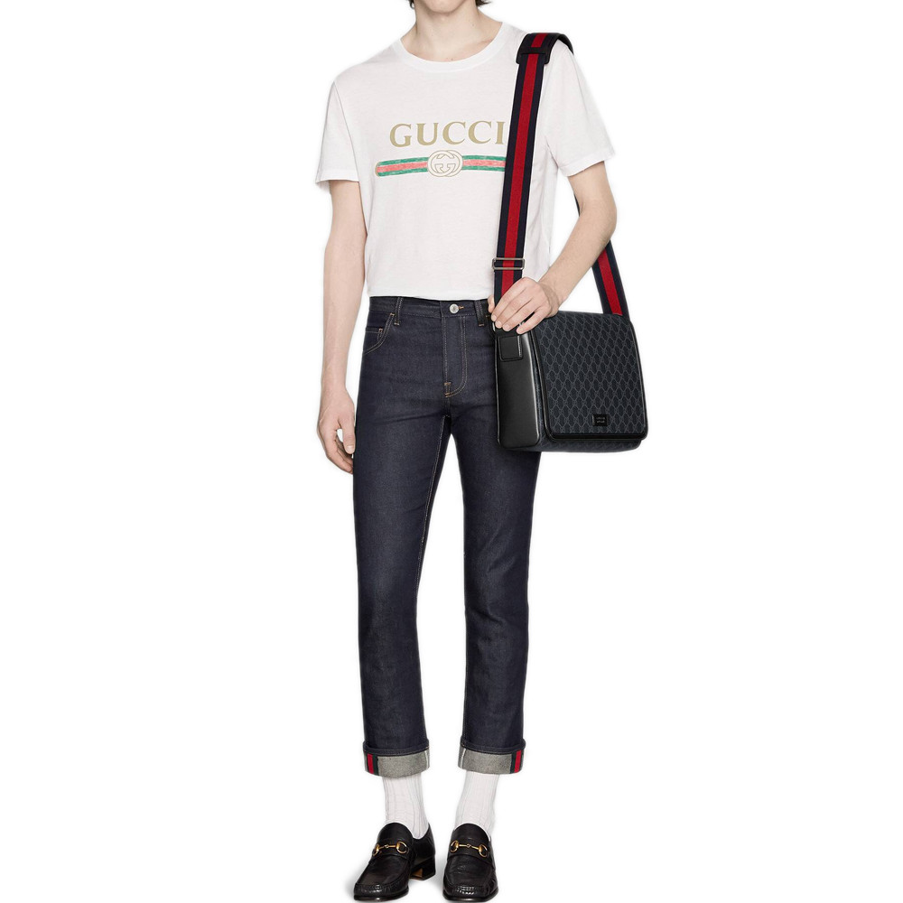 Gucci GG Black Flap Messenger 474138