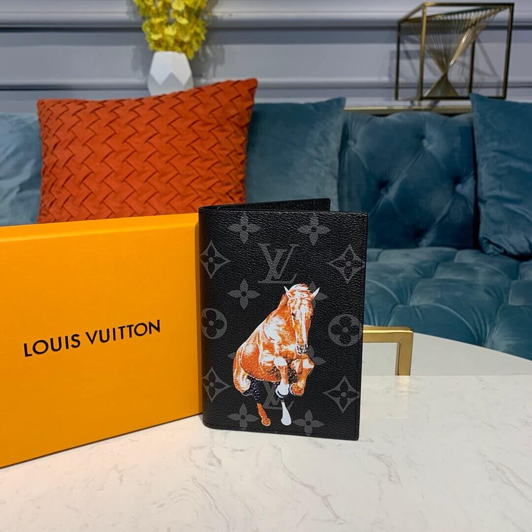 Louis Vuitton Monogram Eclipse Horse Print Passport Cover M64501