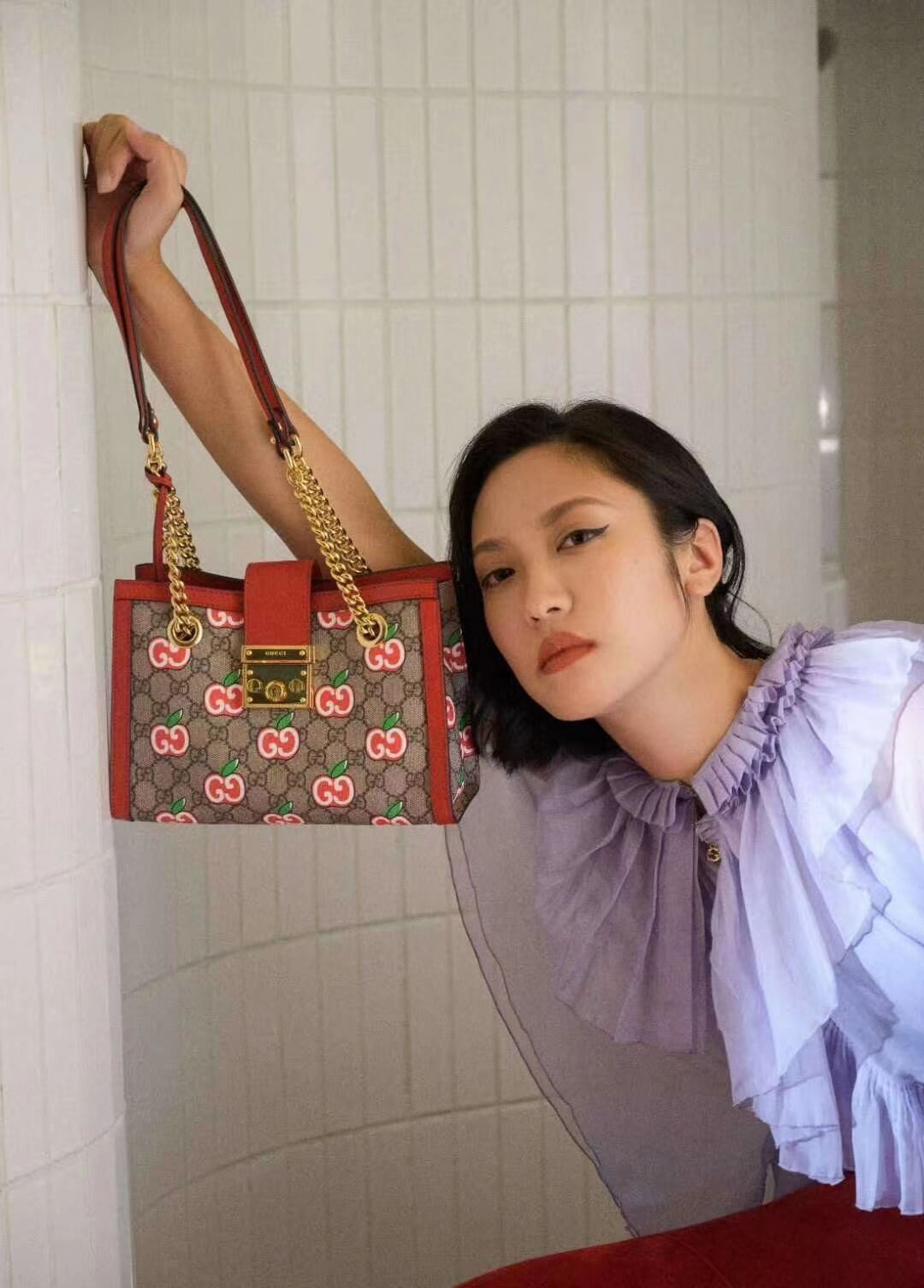 Gucci GG Apple Print Small Shoulder Bag 498156