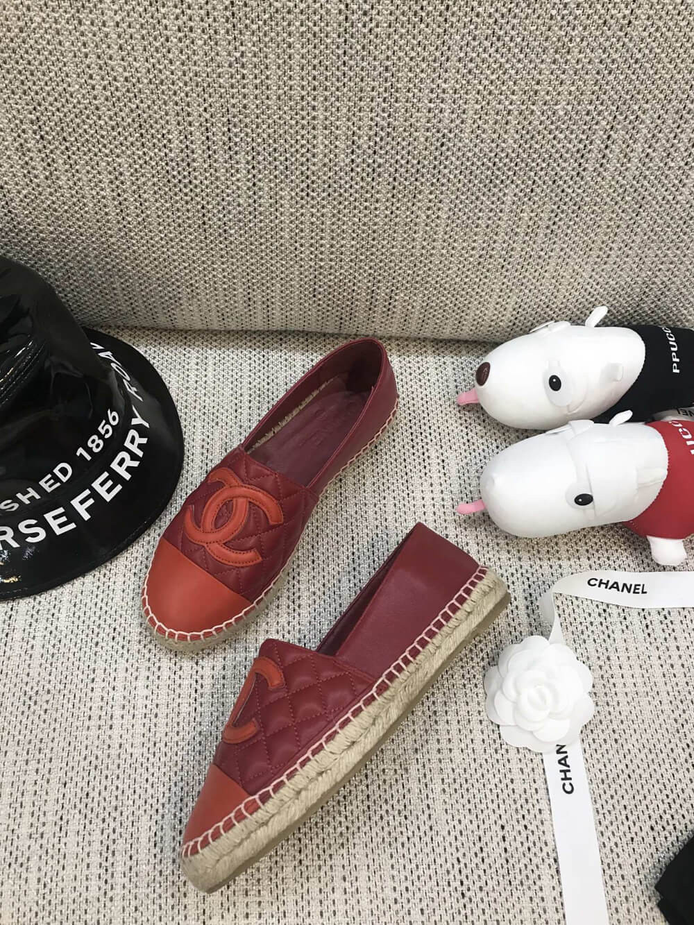 Chanel CC Quilted Espadrilles G29762 Burgundy