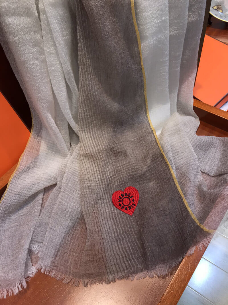 Hermes Silk Scarf with Heart Logo H2202
