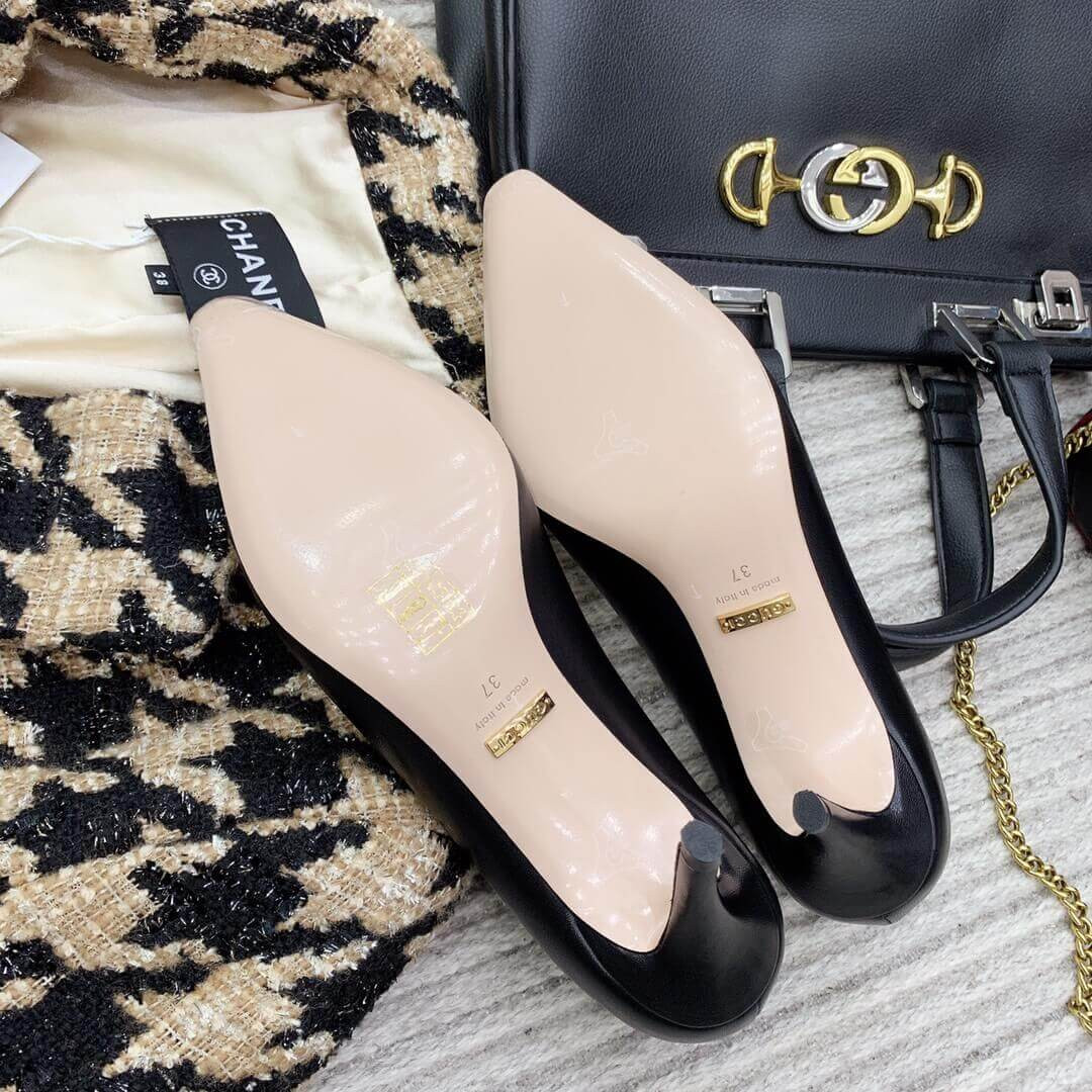 Gucci Zumi Mid-Heel Leather Pump 596860 Black