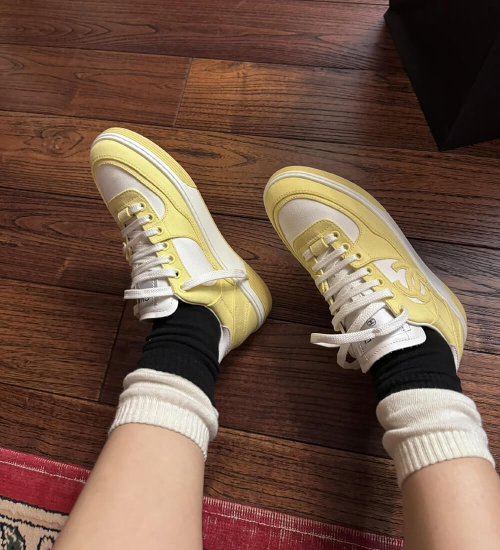 Chanel Fabric Runners Trainers Sneakers G37488 Yellow White