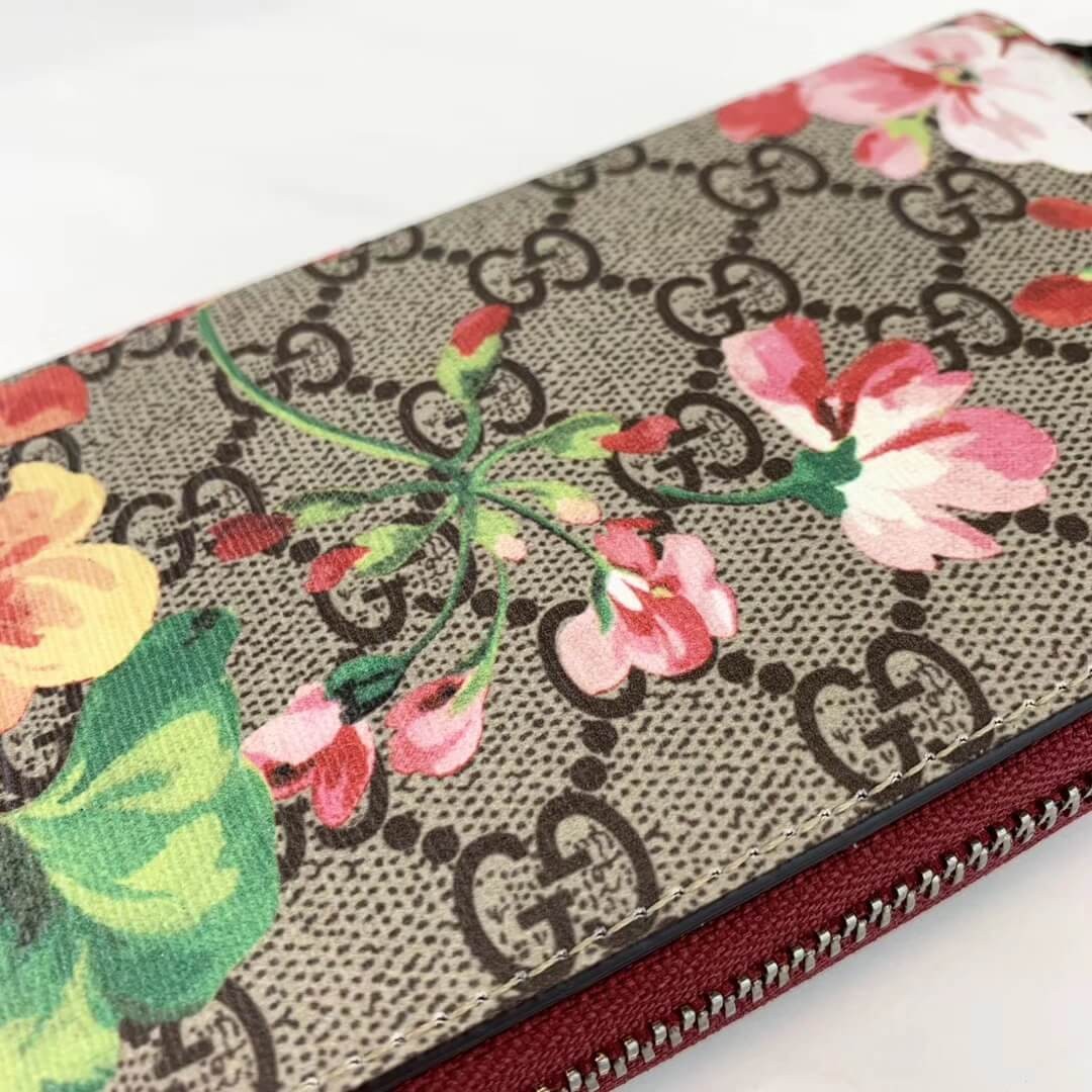Gucci GG Blooms Supreme Zip Around Wallet 404071 Red