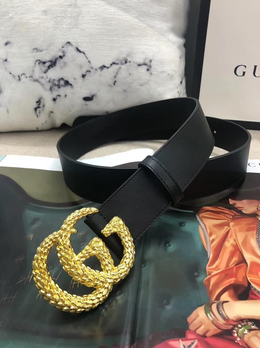 Gucci 40mm Belt With Textured Double G Buckle 582348