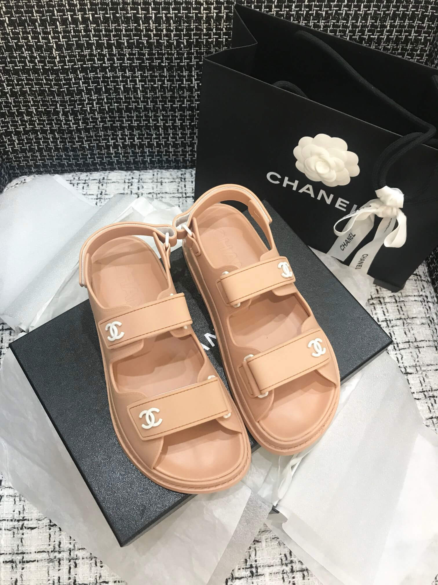 Chanel Velcro Sandals G31848 Apricot