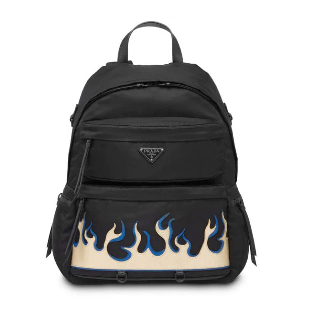 Prada Technical Fabric Flame Print Backpack 2VZ025