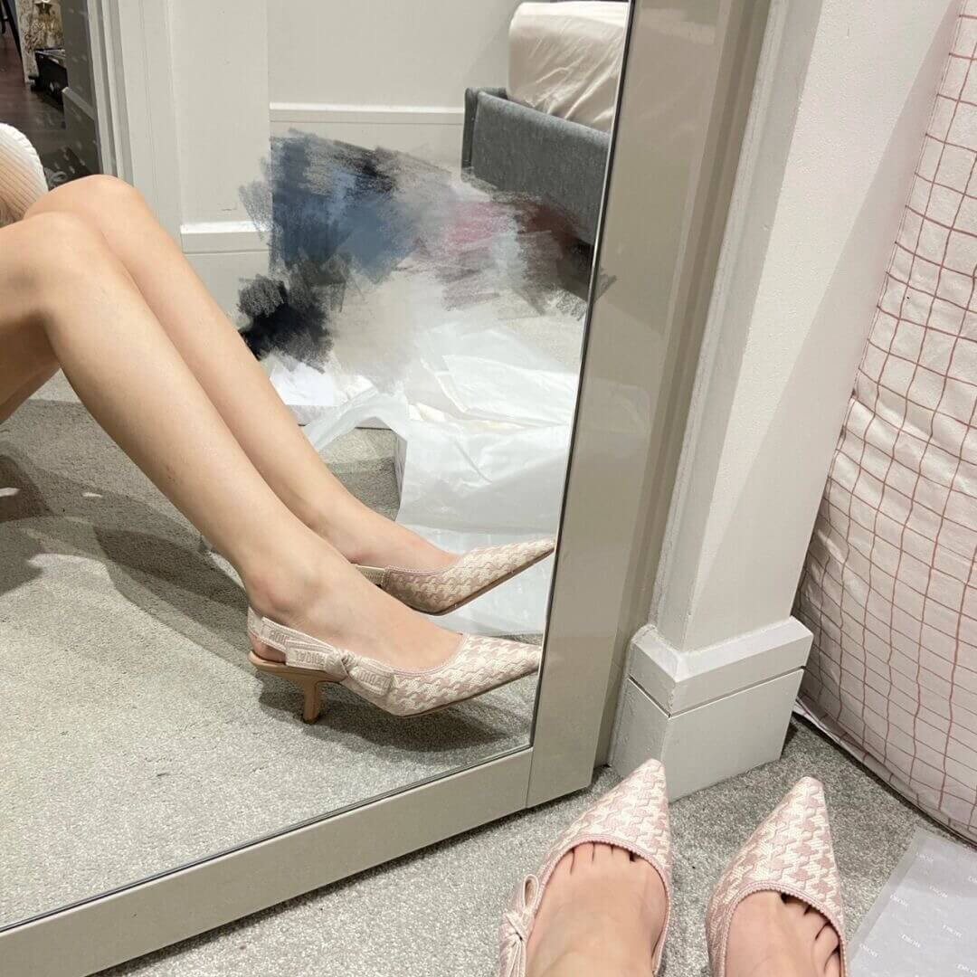 Dior JAdior Slingback Kitten Heel Pumps Pink