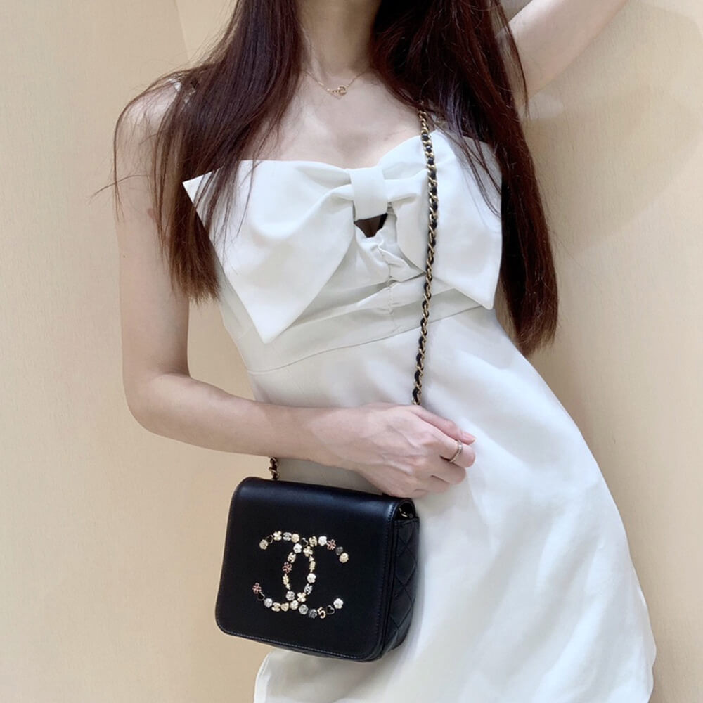 Chanel Studded CC Detail Flap Bag AS1181