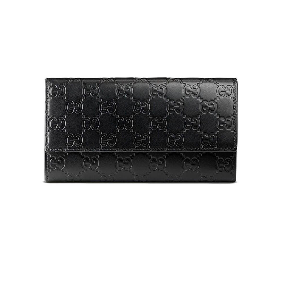 Gucci Black Signature Leather Continental Wallet 410100