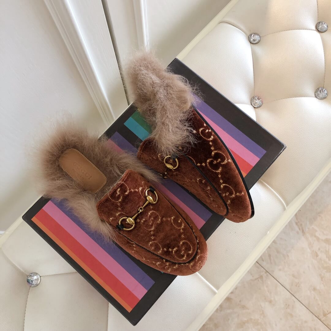 Gucci Princetown GG Velvet Slipper 448657