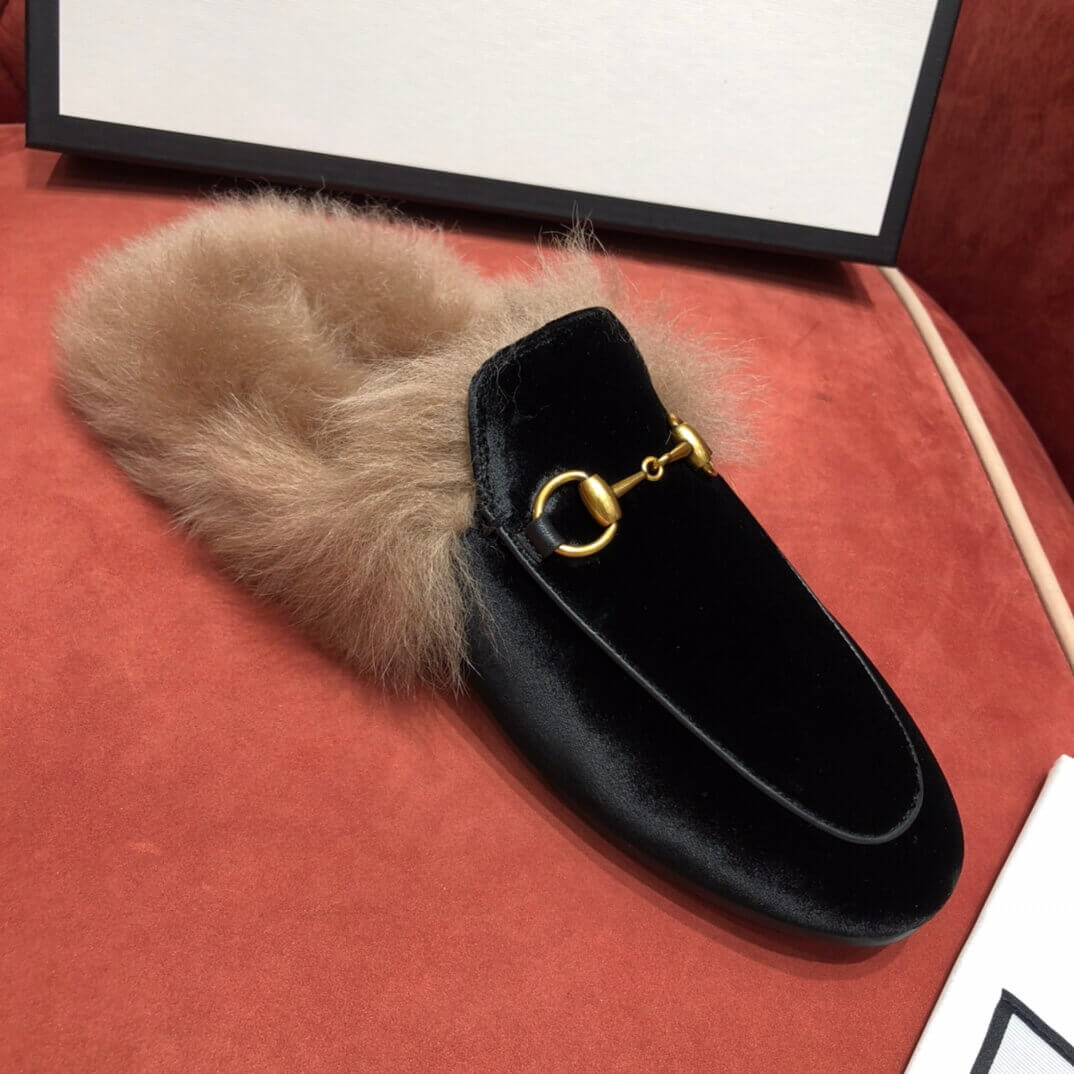 Gucci Princetown Velvet Slipper 397749
