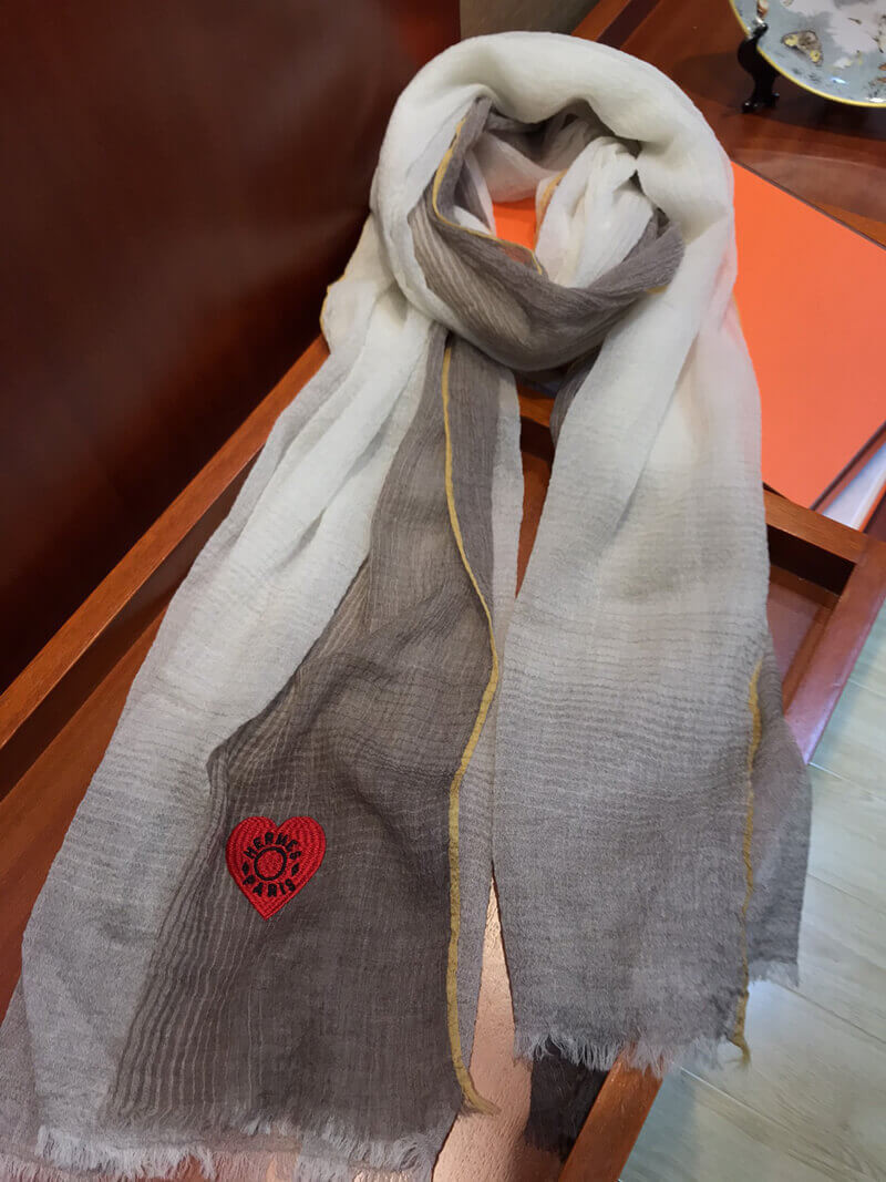 Hermes Silk Scarf with Heart Logo H2202