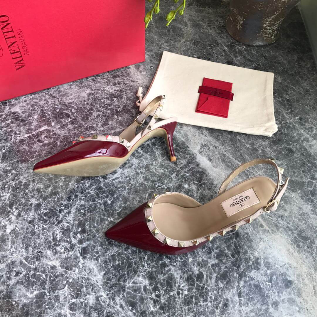 Valentino Garavani Rockstud Patent Leather Slingback Pump 65mm Uw2s0h14