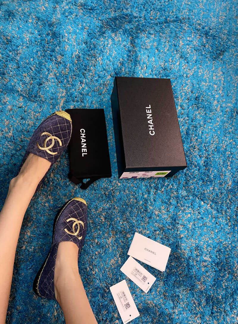 Chanel CC Logo Velvet Espadrilles G32910