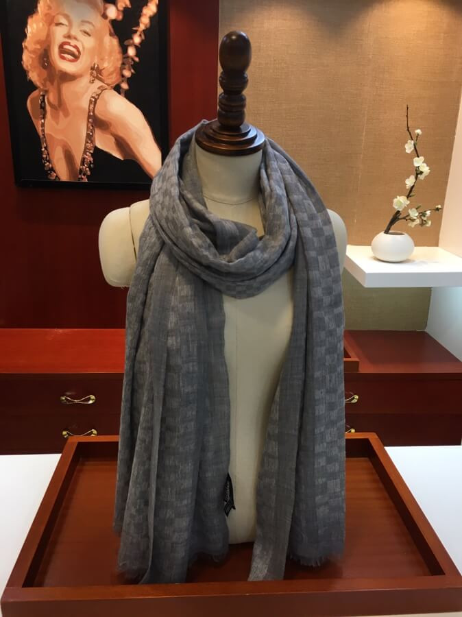 Chanel Cashmere Wool Sequins CC Stole C2677