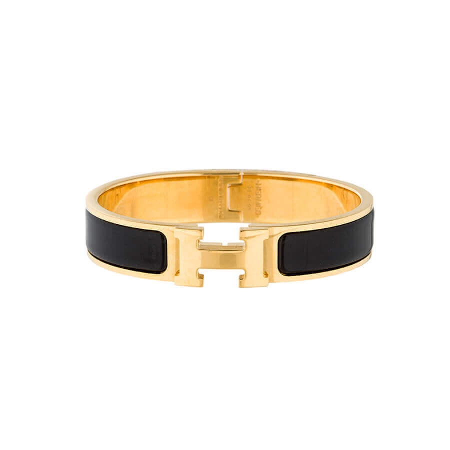 Hermes Narrow Clic H Bracelet In Black
