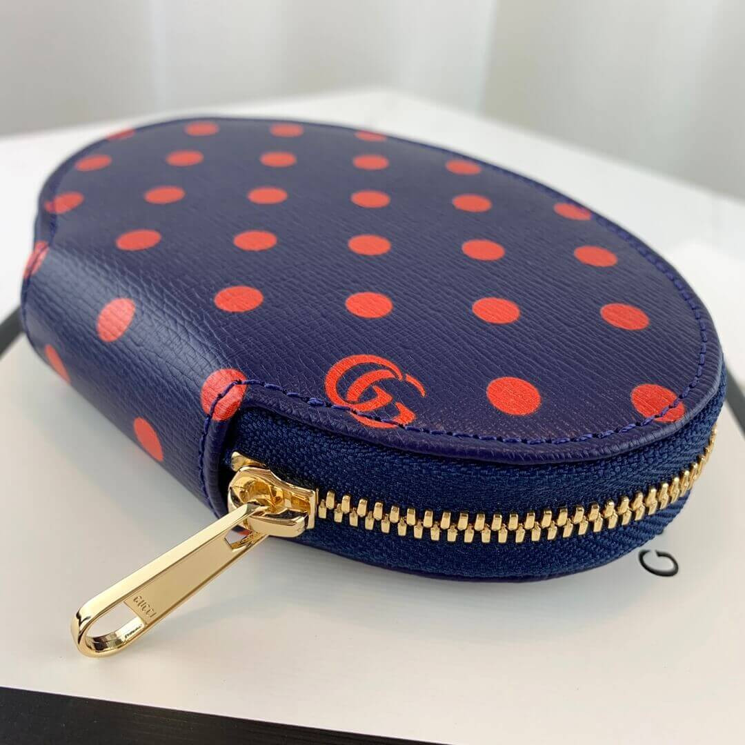 Gucci Navy And Red Polka Dot Coin Case 622040