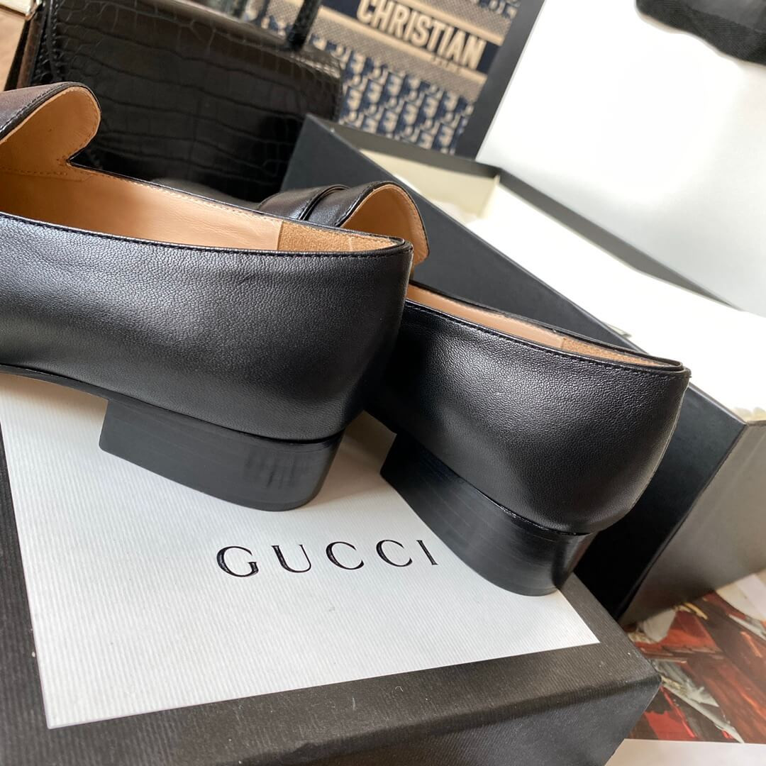 Gucci Leather Loafer with Double G 602496 Black