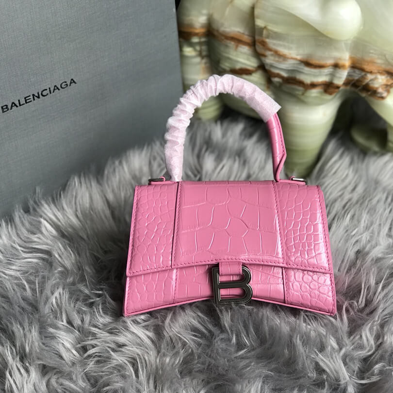 Balenciaga Hourglass XS Croc-Effect Leather Tote