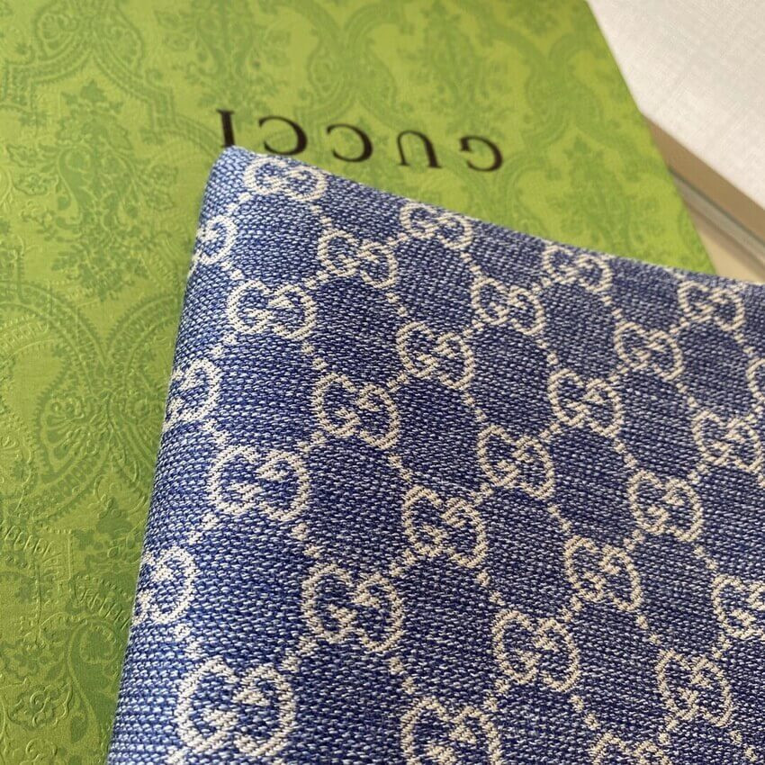 Gucci GG Cotton Jacquard Stole 660016 Blue